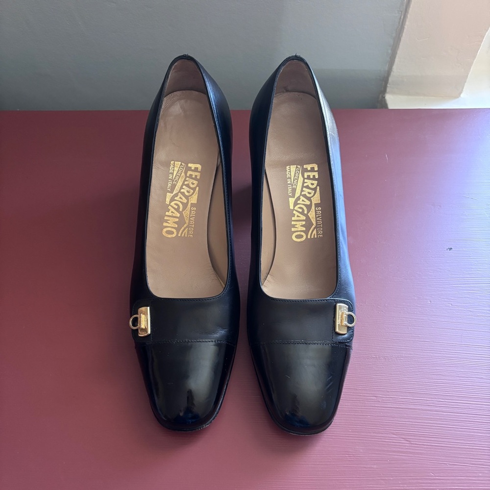 Salvatore Ferragamo Black Leather Heels